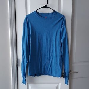 Hanes Classic Blue Long Sleeve Tee Medium